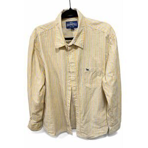 Aeropostale Large Yellow Stripe Shirt Preppy Y2K Normcore Summer Coastal Luxe